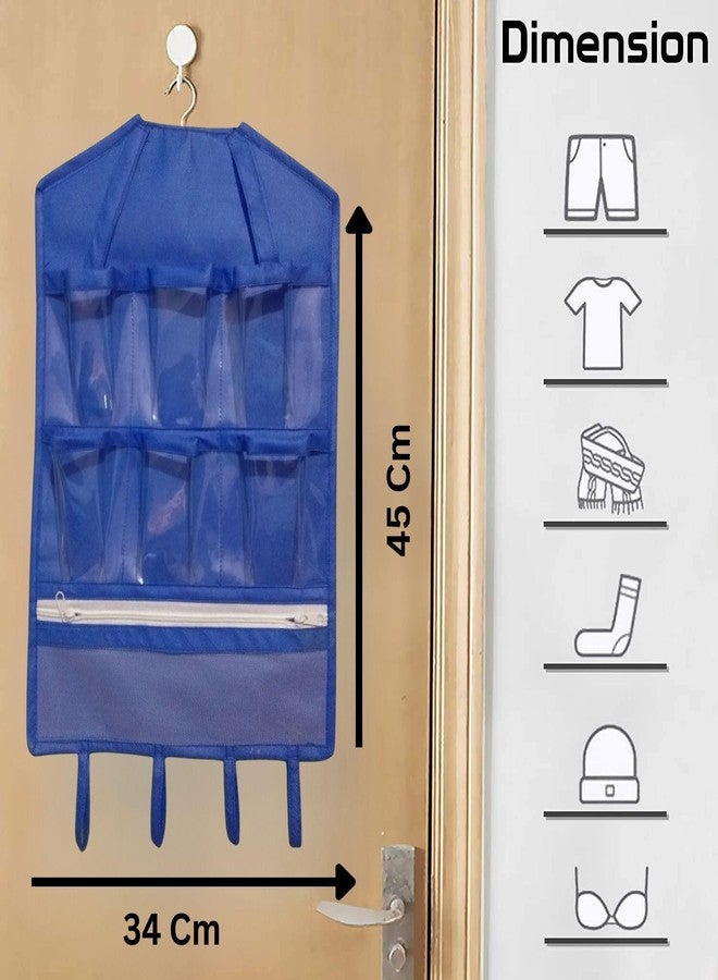 SYSTEMIZE Non-Woven Hanging Organizer for Jewellery Organizer | Socks Organizer | Multiple Uses (Blue Color) Pack of 01 - Image 2